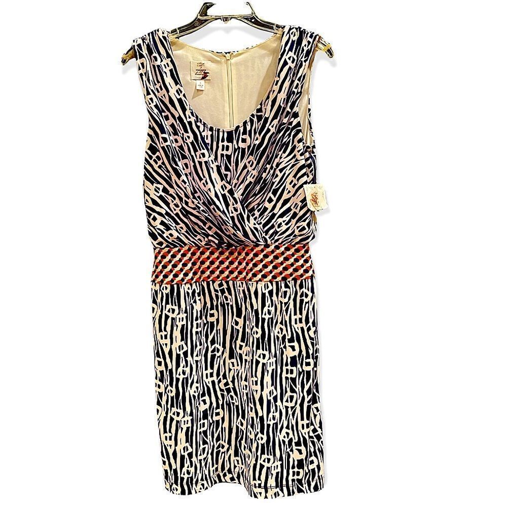 NWT Suzi Chin for Maggy Boutique Purple White Abstract Draped Sleeveless Dress 4